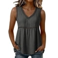 thumbnail image 2 of ClodeEU Women's V Neck Sleeveless Cutout Peplum Tank Top,Solid Color Casual Tunic Blouse Dark Gray,Women's Plus XL, 2 of 7