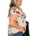 thumbnail image 4 of Enwejyy Women Summer Floral Print Round Neck Short Sleeve Pleated Pullover Tunic Tops T-Shirt Plus Size, 4 of 4