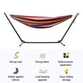 thumbnail image 5 of Happydeer Hammock Stand, Basics Double Hammock with Space Saving Metal Stand, Indoor Hammock Stand with Carrying Bag, Strong Load-Bearing, Striped Print, 100.39" x 34.65" x 38.19", 5 of 12