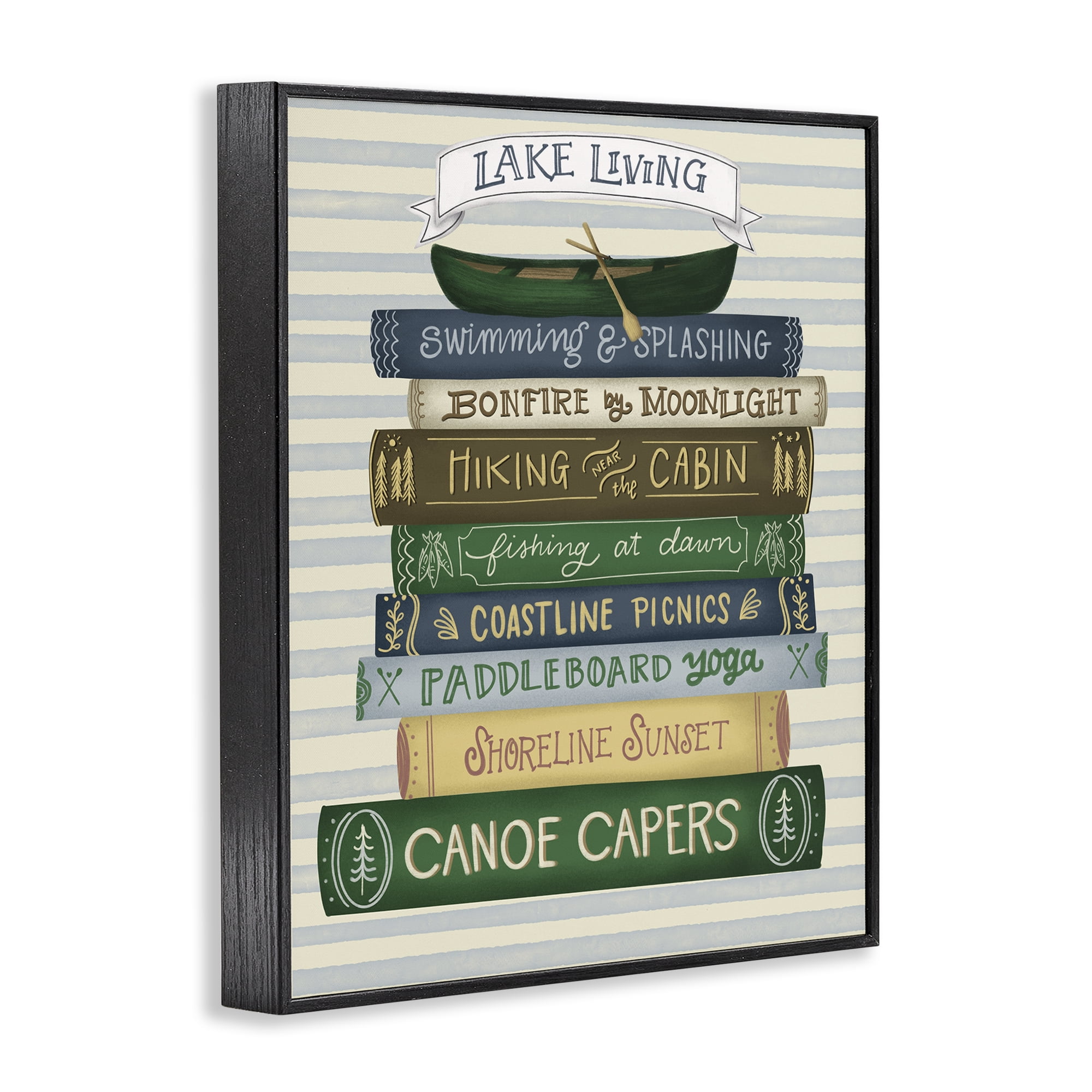Stupell Industries Lake Living Books Black Framed Giclee Art, design by Giao Williams