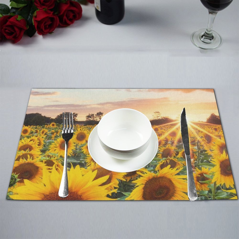 MYPOP Sunflower Sunshine Table Placemat Food Mat 12x18 Inches Non Slip