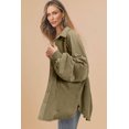 thumbnail image 3 of Women's Oversized Moss Green Patchwork Buttoned Waffle Knit Shacket - [ZhiHiMeRi] | (US 20-22)2XL,Moss Green, 3 of 6