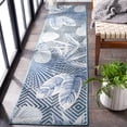 thumbnail image 2 of SAFAVIEH Cabana Salima Botanical Indoor/Outdoor Runner Rug, Aqua/Navy, 2' x 10', 2 of 7