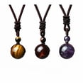thumbnail image 4 of Collar de ojo de tigre de 16 mm con colgante de obsidiana natural y amatista adecuado para hombres y mujeres, 4 of 6