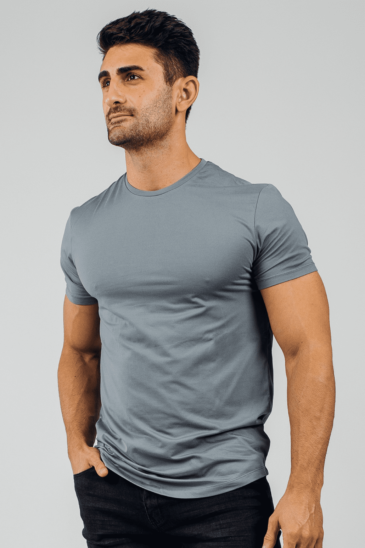 Barbell Apparel Men's Fitted Drop Hem Short Sleeve Workout Shirt ...