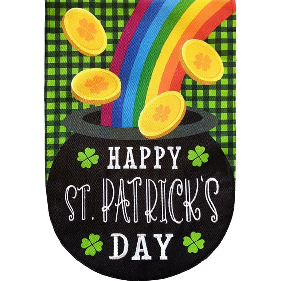 Briarwood Lane St. Patrick's Day House Flag 40x28 For Outdoor Lucky Pot Burlap For St. Patrick's Day House Flag
