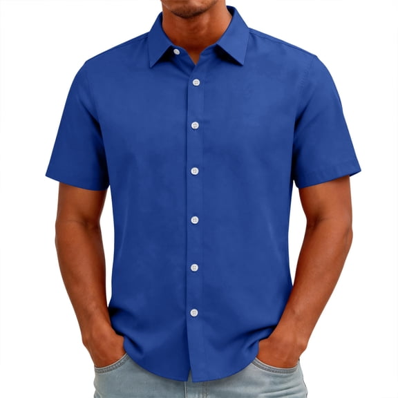 Men's Button Down Shirt Short Sleeve Loose Dress Shirt Casual Beach Summer Daily Shirt 4XL
