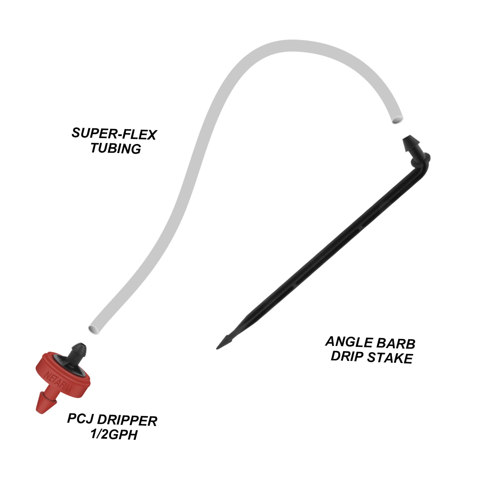 Netafim Automatic Irrigation Dripper Stake Assembly, 0.5 GPH, Bundle of 25 (48 Inches)