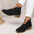thumbnail image 6 of Tawop Womans Boots Low Heel Side Zip Round Toe Suede Fall Black Boots, 6 of 6