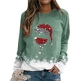 thumbnail image 3 of Gibobby Sudaderas para mujer navidad Sudadera con estampado navideño para mujer, sombrero de cristal, sudadera de manga larga, blusa informal, de temperamento(Verde,M), 3 of 5
