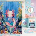 thumbnail image 2 of Manfei 3D-Printed Axolotl Shower Curtain 72Wx78L,Pastel Ocean Animal Bath Curtain, 2 of 5