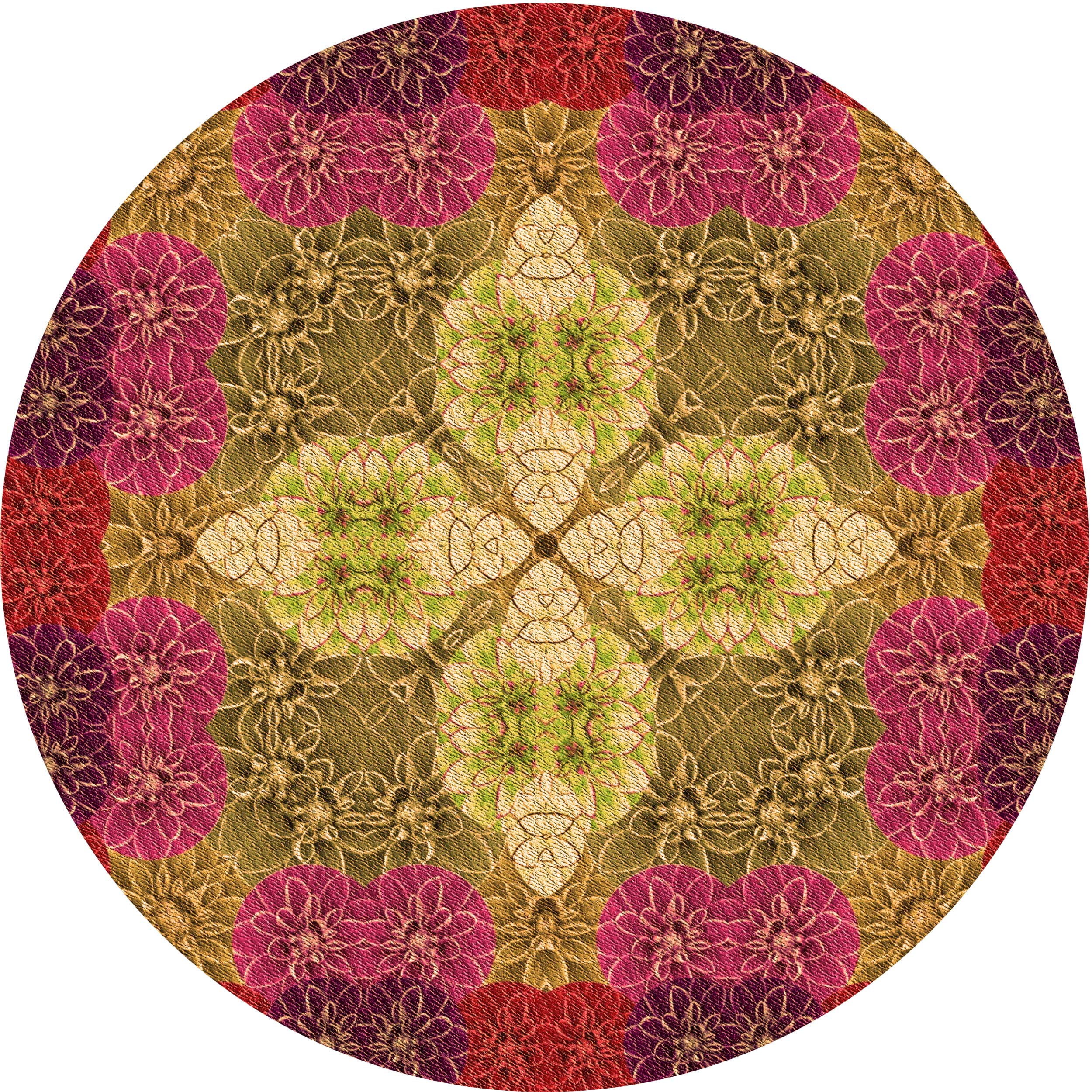 Ahgly Company Indoor Round Patterned Orange Gold Area Rugs, 3' Round ...