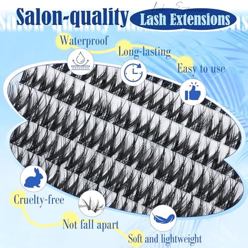 Flora Lash Clusters Kit Wispy Cluster Eyelash Extensions Natural Lash Extension Kit D Curly Fluffy Lashes Clusters Kit 10-18mm Eyelash Extension Kit Thin Band Individual Lashes by