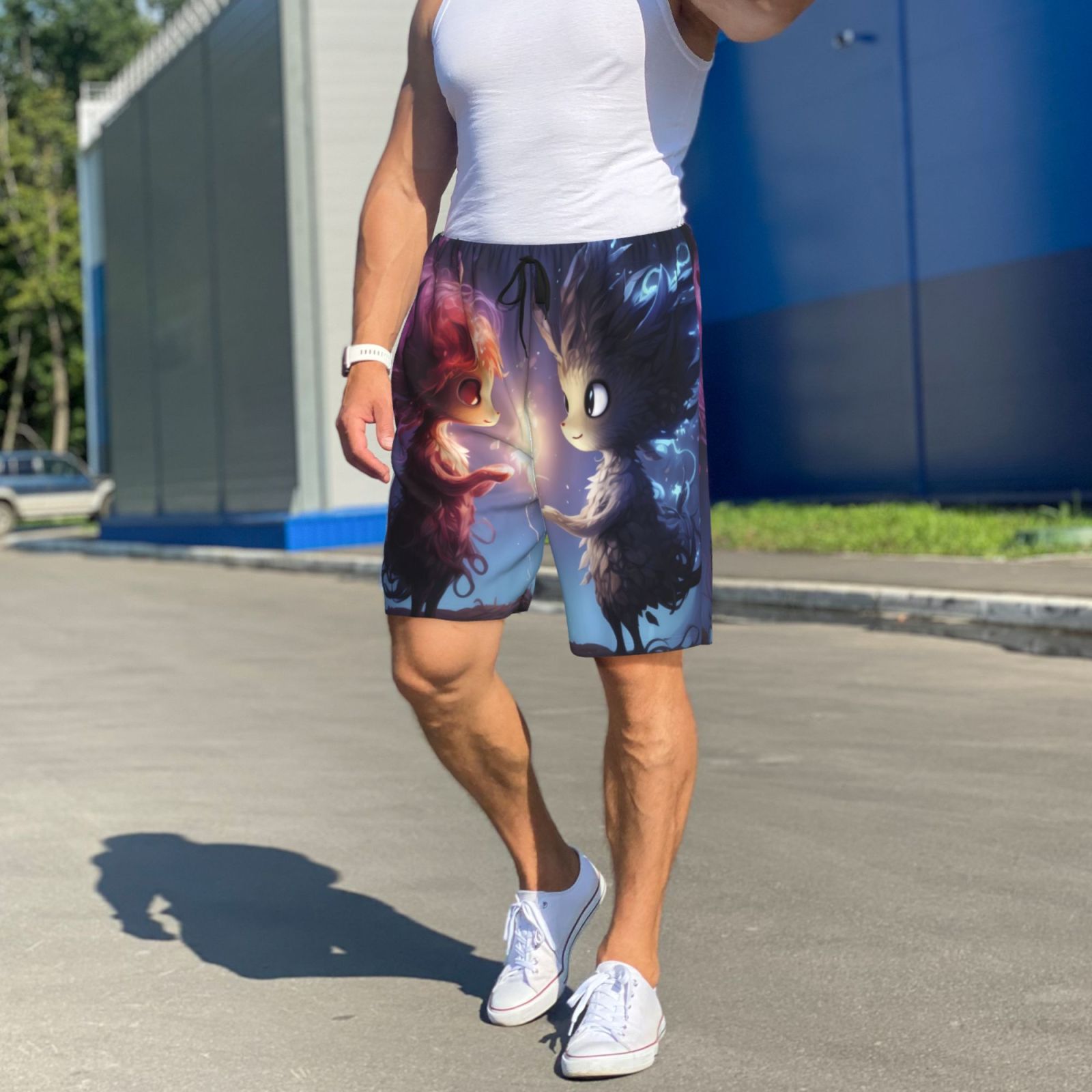 Picia Dreamy Forest Elf Pajama Shorts for Men, Men's Pajama Bottoms, Sleepwear,Short Pajama Pants-Large