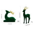 thumbnail image 3 of Christmas Velvet Reindeer Figurines Set Red & Green Deer Ornaments With Gold For Xmas Decor Tabletop Display, 3 of 4