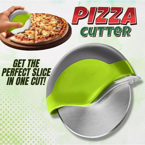 QUEST- Large Pizza Cutter Wheel Stainless Steel Pizza Slicer Cutting Kitchen Tool