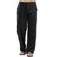 thumbnail image 4 of KGPopular Men's Drawstring Elastic Waist Pockets Solid Color Casual Linen Pants, 4 of 4