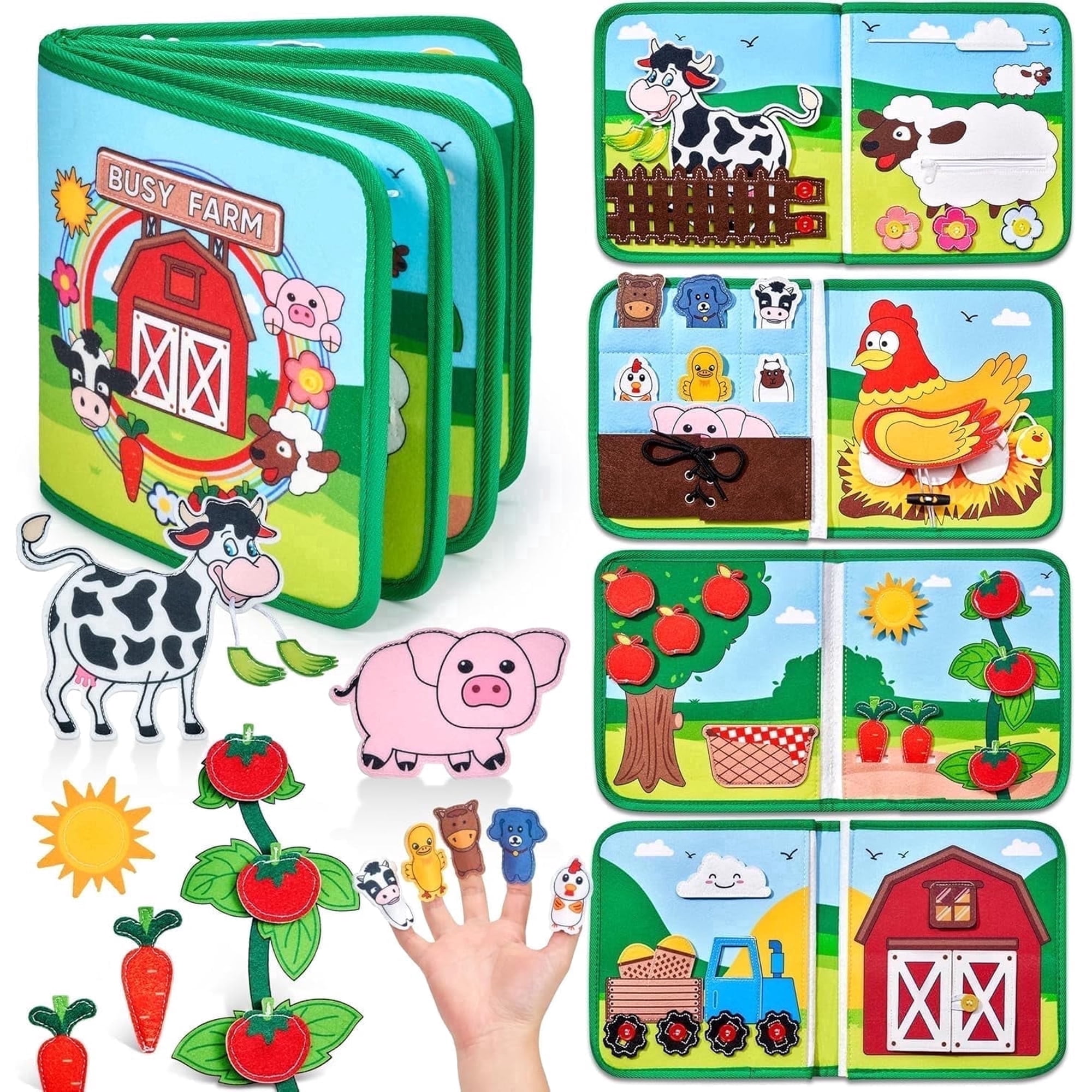Quiet Busy Book for Toddlers 1-3 Year Old Boys Girls, Montessori Toys Busy Board for 1 2 3 Years Boys Girls Gifts