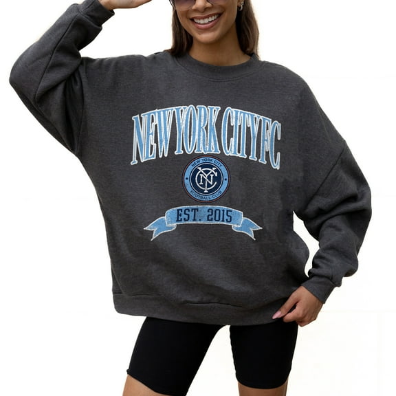 Women's Gameday Couture Charcoal New York City FC Seal The Deal Pullover Sweatshirt