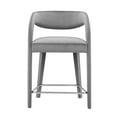 thumbnail image 5 of Counter Stool Chair, Grey Gray, Velvet, Bar Pub Cafe Bistro Dining Kitchen Hospitality Restaurant, Modern Contemporary Boutique HB35925, 5 of 10