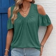 thumbnail image 5 of Guluxicc Summer Cold Shoulder Tops for Women V Neck Short Sleeve Shirts Ladies Cute Casual Blouse Going Out Outfits, 5 of 8