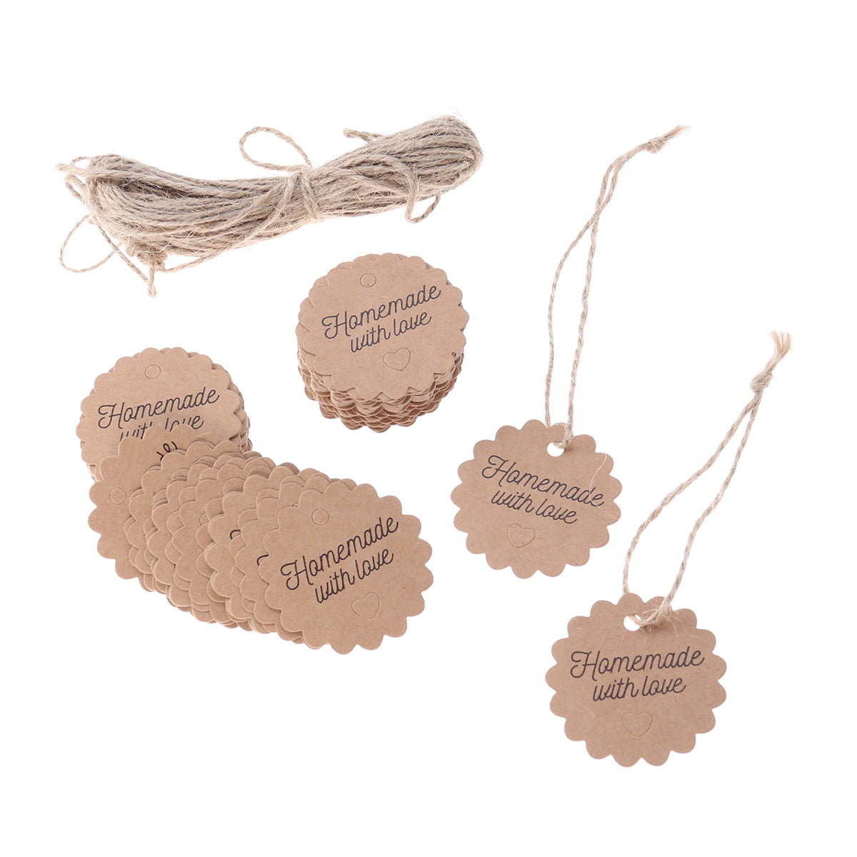 100pcs Kraft Paper Tags with Strings Gift Favors Baking Food