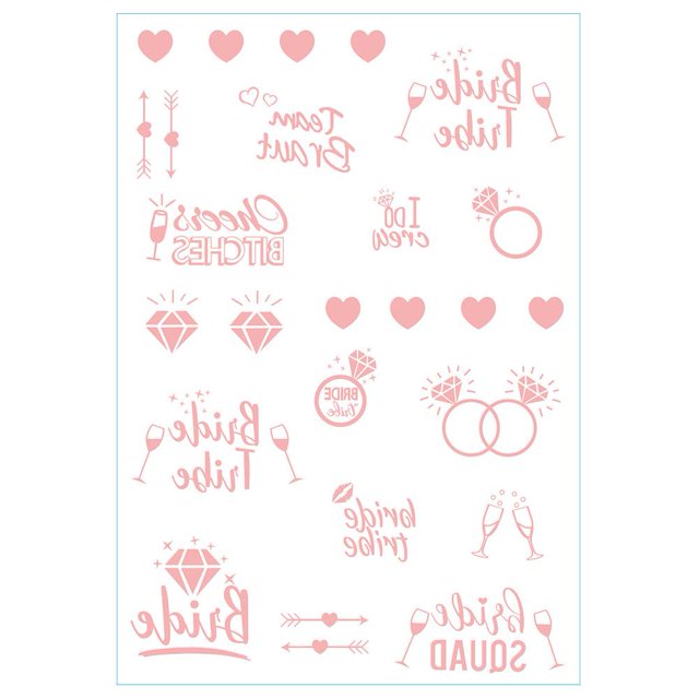 TQEHS Combinación de pegatinas de tatuajes de equipo de novias doradas y rosas para despedidas de soltera J9C6