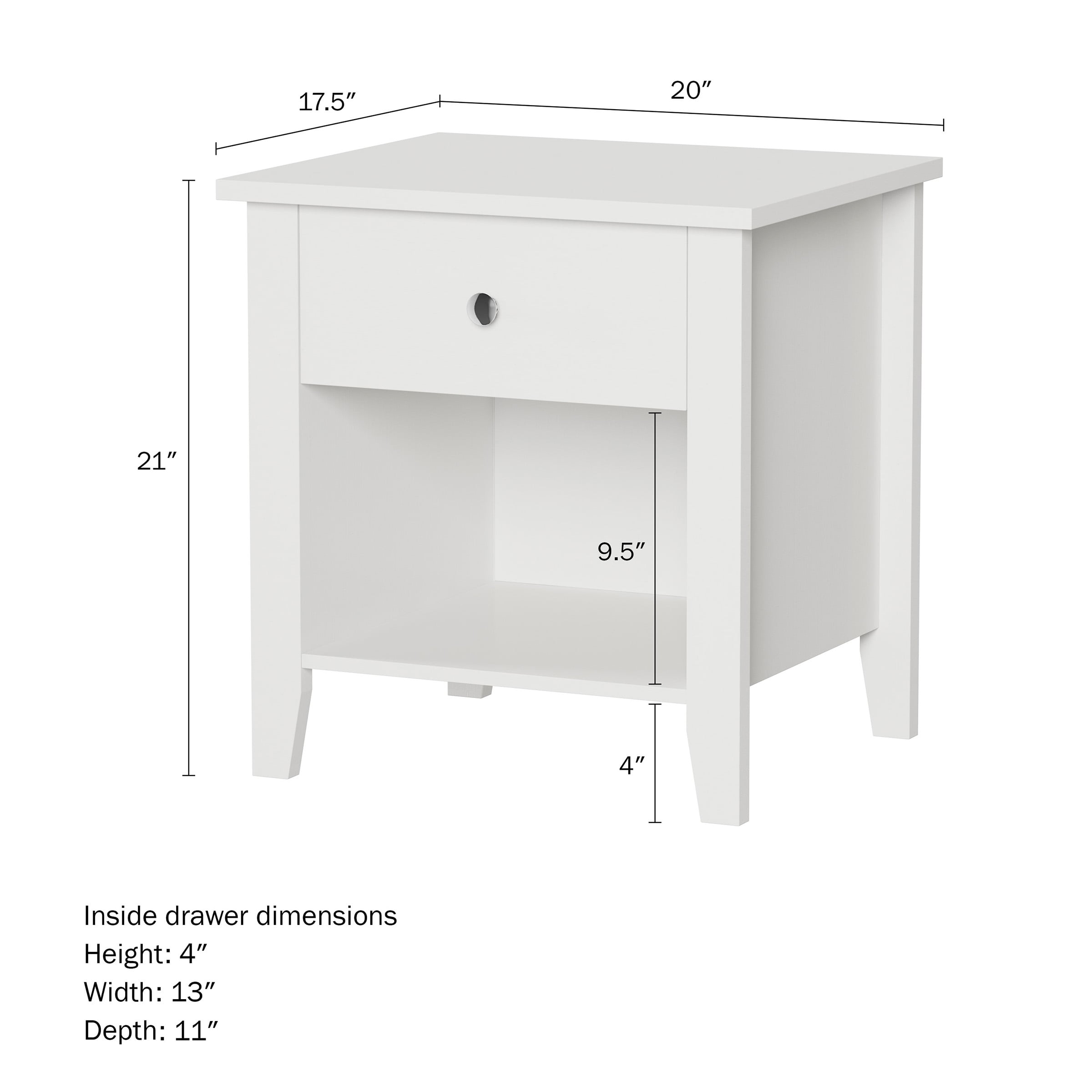 Lavish Home End Tables with Drawer and Storage Shelf, White, Set of 2