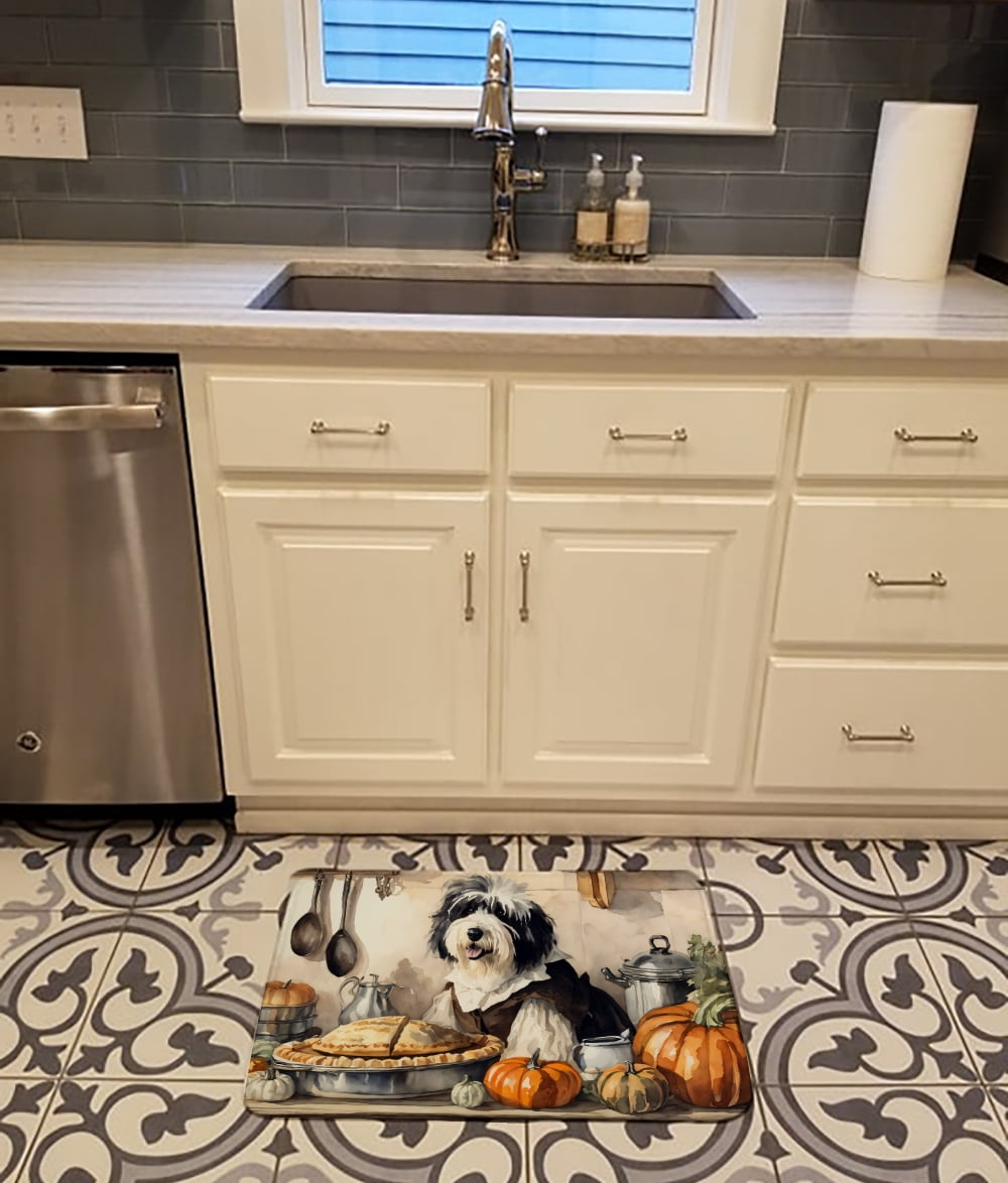Carolines Treasures DAC1797RUG 19 x 27 in. Unisex Old English Sheepdog Fall Kitchen Pumpkins Memory Foam Kitchen Mat