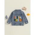 thumbnail image 6 of Suealasg Toddler Boys Girls Jean Jackets Kids Baby Outwear Long Sleeve Lapel Letter Print Denim Jacket for Girls Boys Fall Winter Denim Coat Outerwear, 6 of 8
