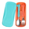 thumbnail image 4 of Juego de cubiertos para bebés Caja para niños pequeños Alimentación de alimentos para niños Gadgets para niños de acero inoxidable Verde Yotijar Vajilla para niños, 4 of 6