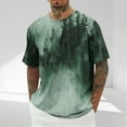 thumbnail image 2 of Hinvhai Men's Short Sleeved Shirt Summer Rhinestone Round Neck T-Shirt Loose Casual Style Short Sleeve Green M(M), 2 of 5