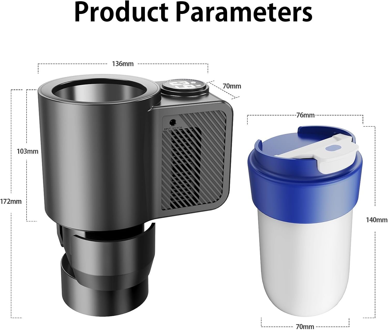 2-in-1  Car Cup Holder Cooler and Warmer with Temperature Control for Hot Cold Beverages