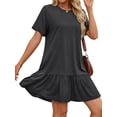 thumbnail image 4 of MOSHU Crew Neck Dresses for Women Short Sleeve Women Dresses Casual Swing Babydoll Midi Dress with Pockets, 4 of 12