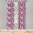 thumbnail image 5 of Ambesonne Butterfly Window Curtains, Vibrant Watercolor, Each 28" W x 95" L, Pink Magenta Black, 5 of 5