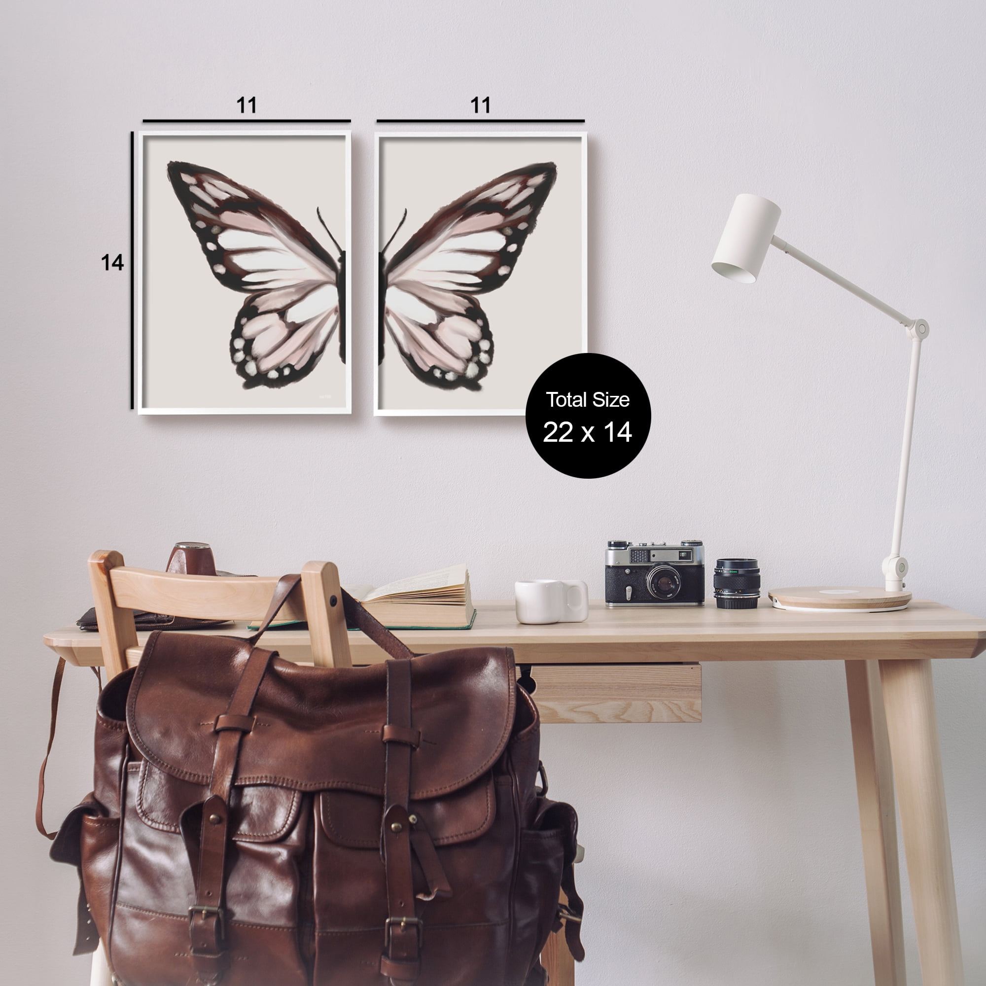 Stupell Muted Symmetrical Butterfly Wings Animals & Insects Painting White Framed Art Print Wall Art, Set of 2