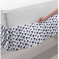 thumbnail image 2 of Whales Bed Skirt, Repeating Monochrome Pattern of Fish Tails Underwater Grunge Drawn Brushstrokes, Elastic Bedskirt Dust Ruffle Wrap Around for Bedding Decor, 4 Sizes, White Indigo, by Ambesonne, 2 of 2