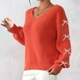 thumbnail image 4 of YueHuiYing Women's V Neck Long Sleeve Sweater Half Zipper Knit Sweater Casual Jumper Pullover Knit Tops, 4 of 5