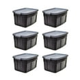 thumbnail image 1 of Open Box Rubbermaid 14 Gallon Storage Container, Black/Cool Gray (6 Pack), 1 of 7