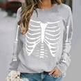 thumbnail image 7 of VKOYWKM Women Halloween Sweatshirts Crewneck Sweatshirts Skeleton Graphic Pullover Vintage Spooky Print Long Sleeve Fall Oversized Sweatshirt, 7 of 7