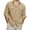 Khaki, variant on Men's Long Sleeve Button Down Linen Shirt Casual Solid Untucked Roll-Up Sleeve Beach Shirts with Pocket Vacation Wedding Shirts