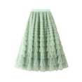 thumbnail image 1 of Gupgi Jupe Tutu Longue pour Femmes Multicouche Couleur Unie Taille Haute en Maille Jupe Évasée Style Gâteau, 1 of 6