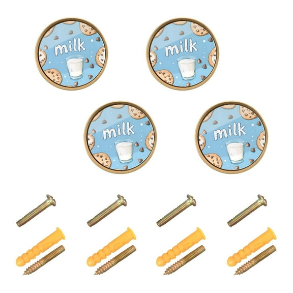 Yayeee 8 Pack Cabinet Knobs with Screws Round Zinc Drawer Pulls for Kitchen, Milk and Cookies