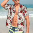 thumbnail image 7 of Susaid Rose Flowers Print Short Sleeve Shirts Button Down Casual Shirts Summer Beach Aloha Button Down Short Sleeve for Men ,Large, 7 of 7