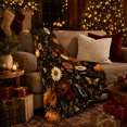 thumbnail image 3 of Pumpkin Butterfly Garden, Festive autumn celebration Scene, Warm Flannel Blanket for Living Room and Reading Nook with Detailed Artwork, Art Lovers autumn celebration Gift, Festive Home Decor, 3 of 9