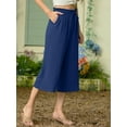 thumbnail image 4 of Cueply Capri Pants for Women Casual Loose Cropped Pants Summer Wide Leg Palazzo Capris with Drawstring Pockets, 4 of 7