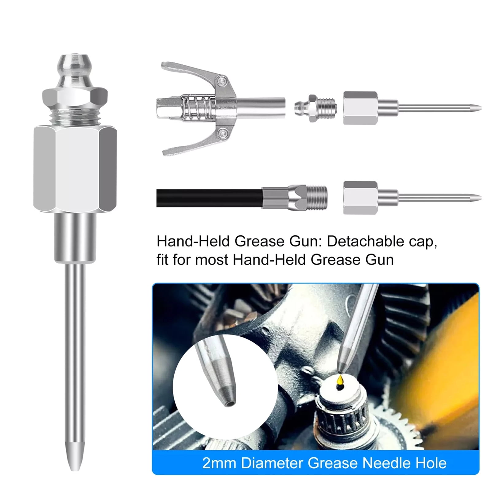 GUYUTING Versatile Steel Grease Needle Nozzles for Deep Hole Lubrication, Durable Material, Long-Lasting