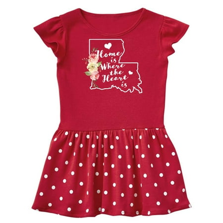 

Inktastic Louisiana Home is Where the Heart is with Watercolor Floral Gift Baby Girl Dress