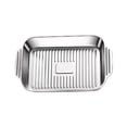 thumbnail image 3 of S SERENABLE Stainless Steel Deep Baking Pan with Handles Rectangular for Dining Outdoors Striped bottom, 3 of 9