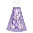 thumbnail image 7 of Haosy 2 Pack Kitchen Wash Cloths with Hanging Loops Absorbent Absorbent Quick Drying Hand Towels, Purple Bear with Star Heart, 7 of 7